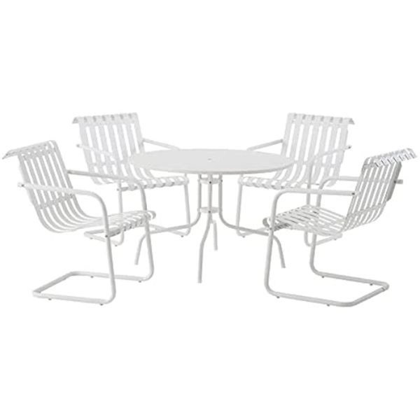 Crosley Gracie Outdoor Metal Dining Set, White Satin - 5 Piece KO10018WH